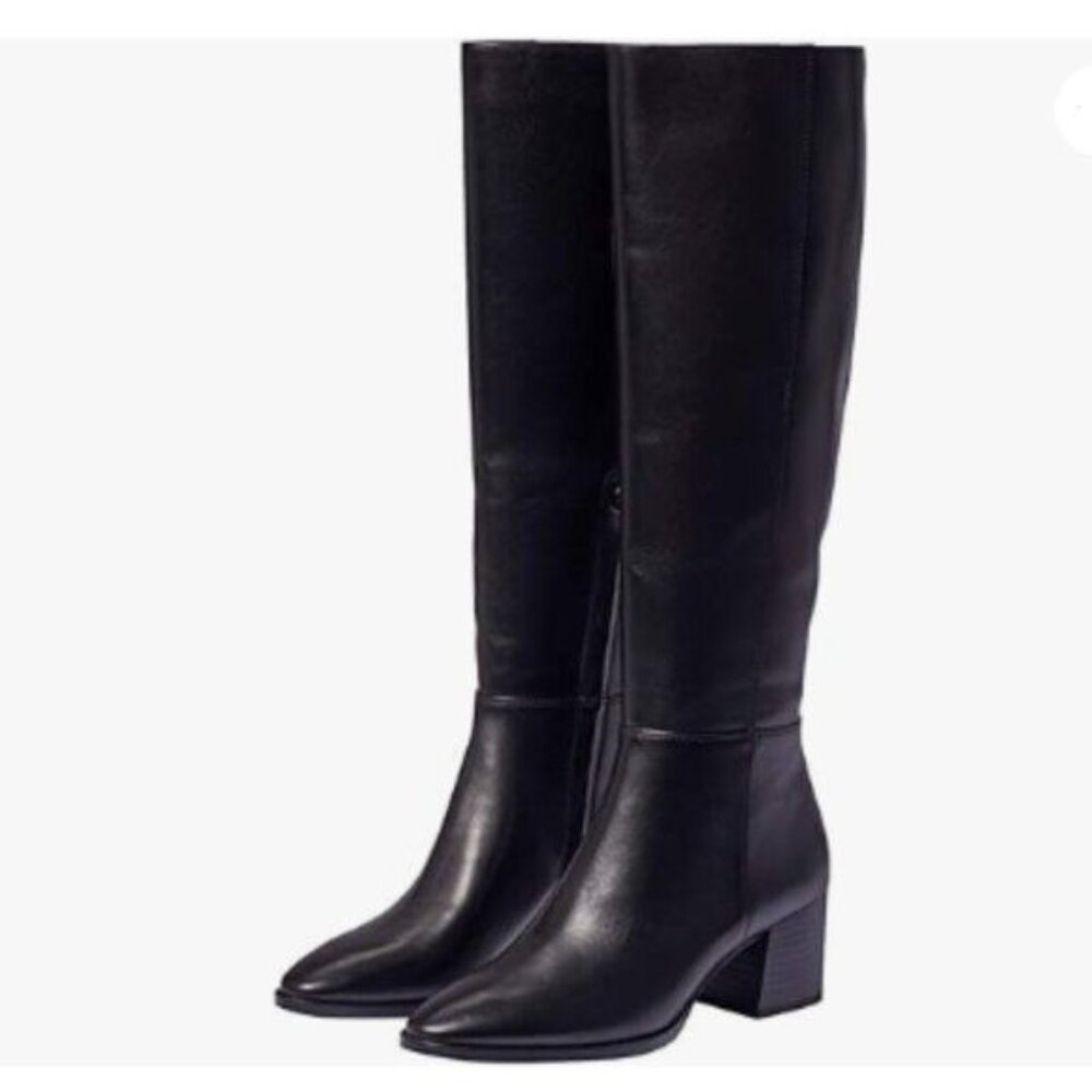 FSJ Black Zipper Chunky Round Toe Pull On Comfortable Walking Boots